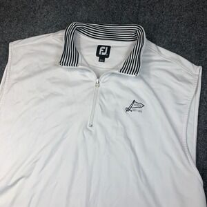 FootJoy Mens White Vesper Golf Vest Quarter Zip Striped Performance Pullover XL